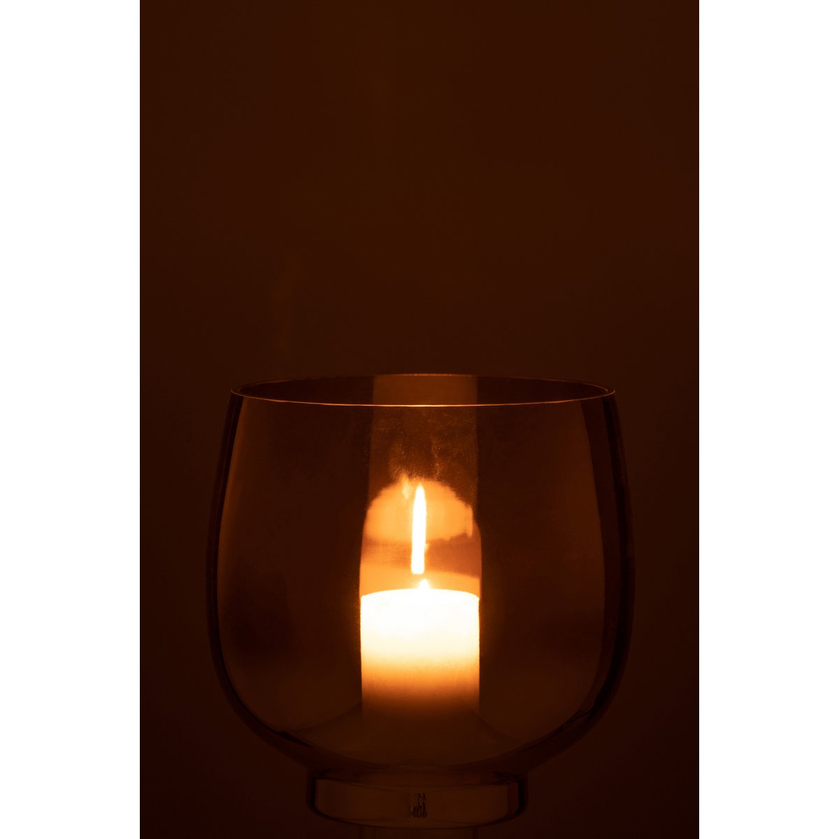 Windlicht Rond - glas - grijs/zilver - large