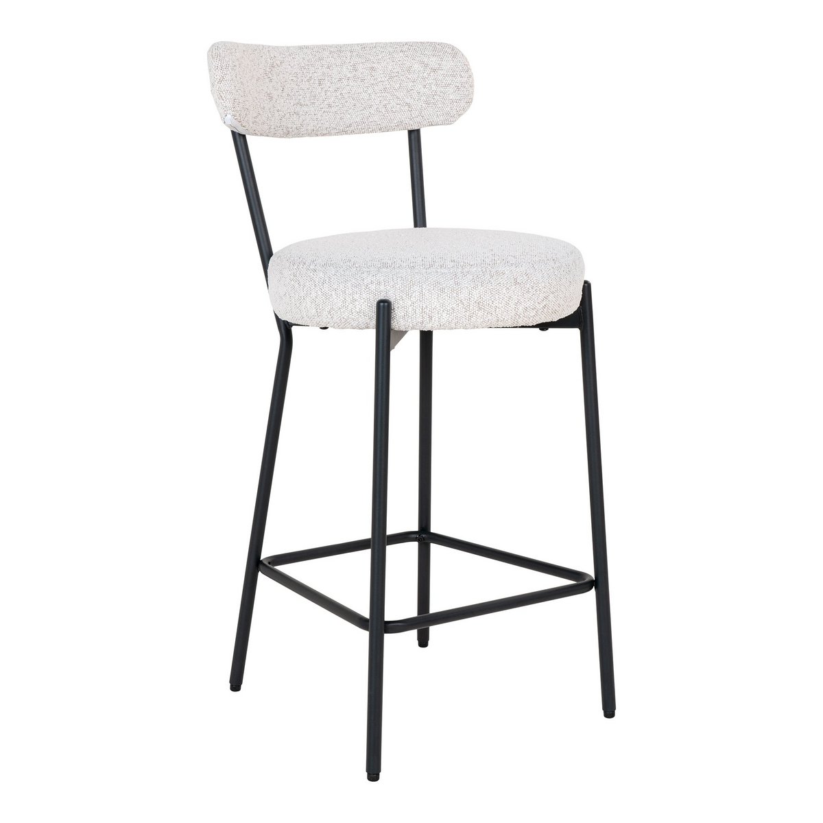 Badalona Counter Chair - Wit Bouclé, zwarte poten