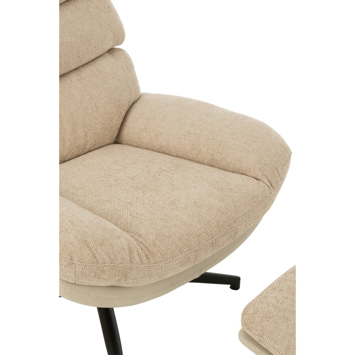 Relax Zetel + Voetbank Metaal/Multiplex Grijs/Zwart