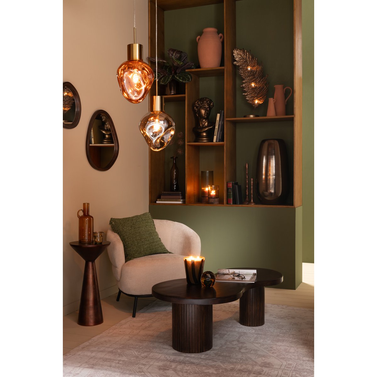 Loungestoel Mars Populierenhout/Schuim Beige