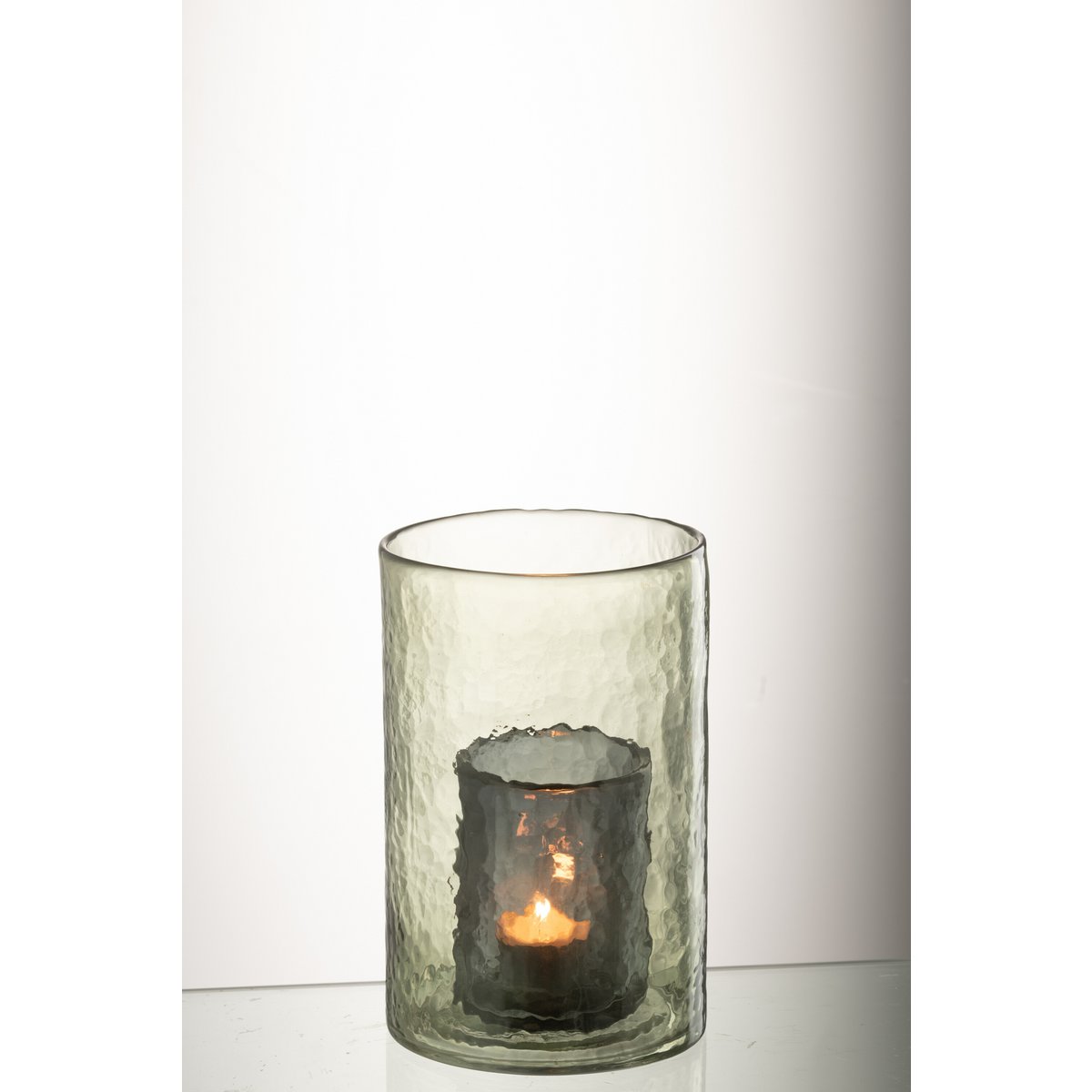 Theelichthouder Dubbel Glas Groen Small