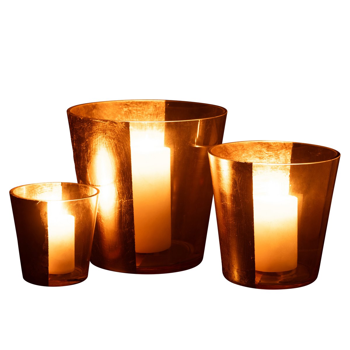 Windlicht Boe Glas Transparant/Goud Large