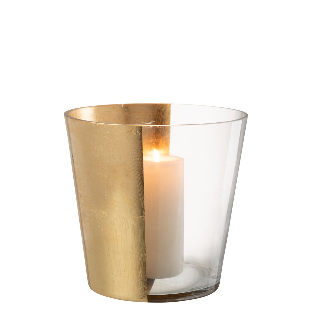 Windlicht Boe Glas Transparant/Goud Large