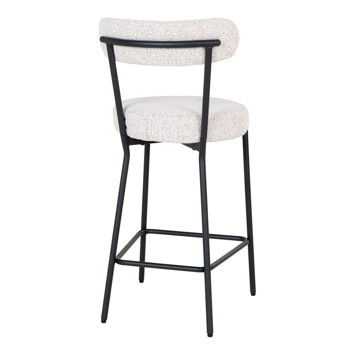 Badalona Counter Chair - Wit Bouclé, zwarte poten