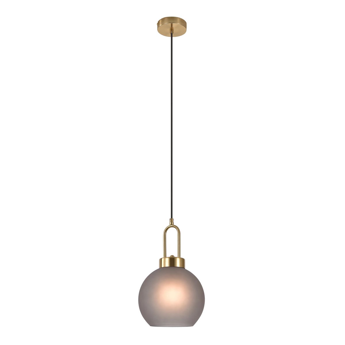 Luton Hanglamp - Messing, Mat Rookglas, Ø20 cm, 150 cm Stoffenkoord