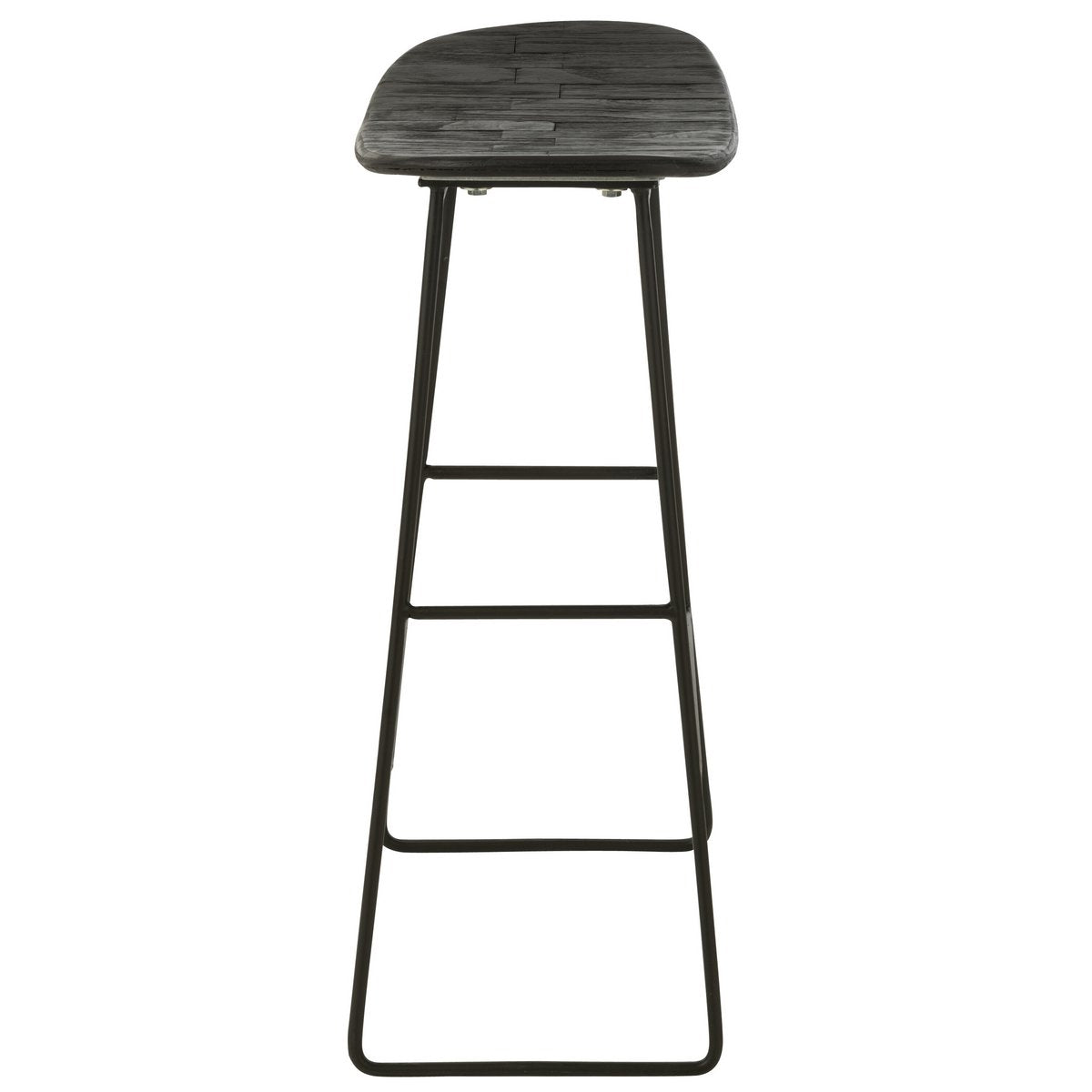 Stoel Rechthoekig - gerecycleerd teak - zwart - large