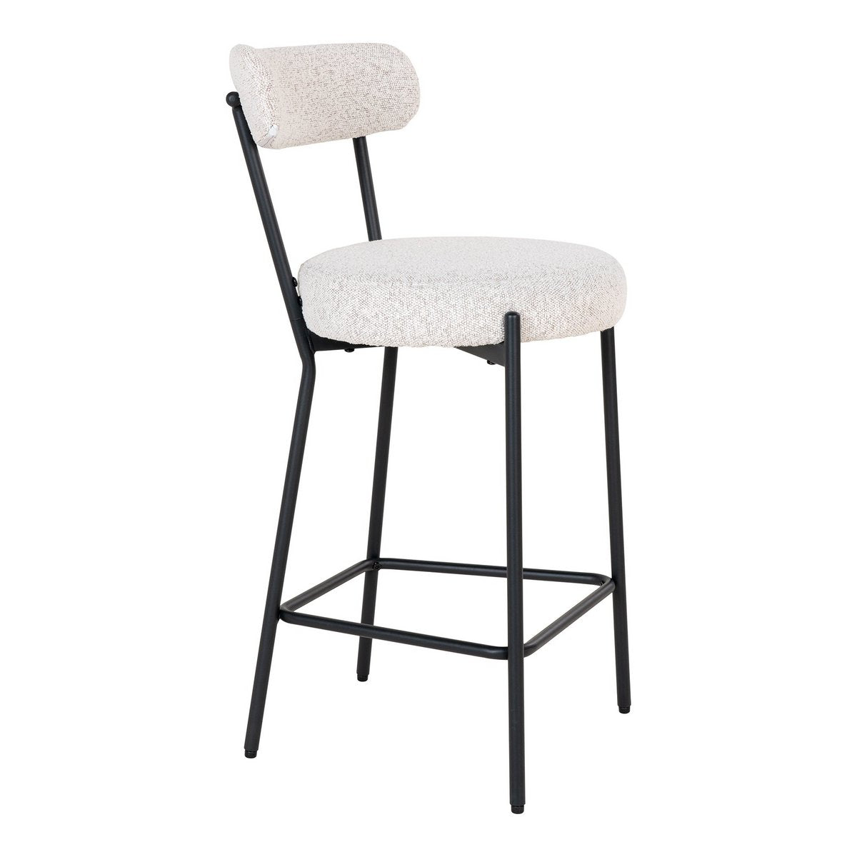 Badalona Counter Chair - Wit Bouclé, zwarte poten