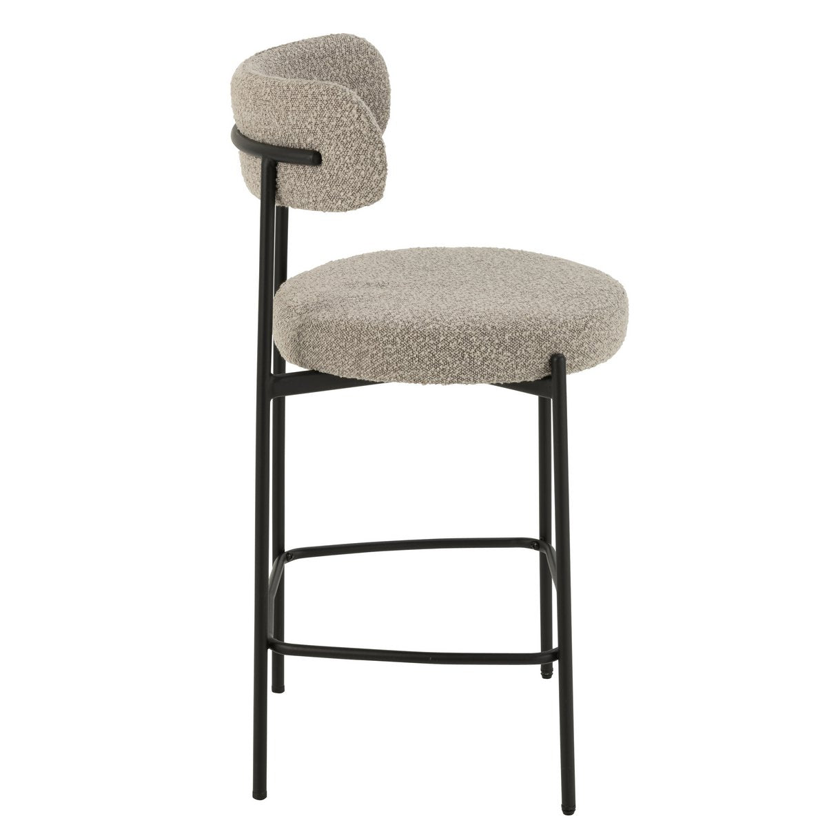 Barstoel Boucle Multiplex/Polyester Grijs/Zwart