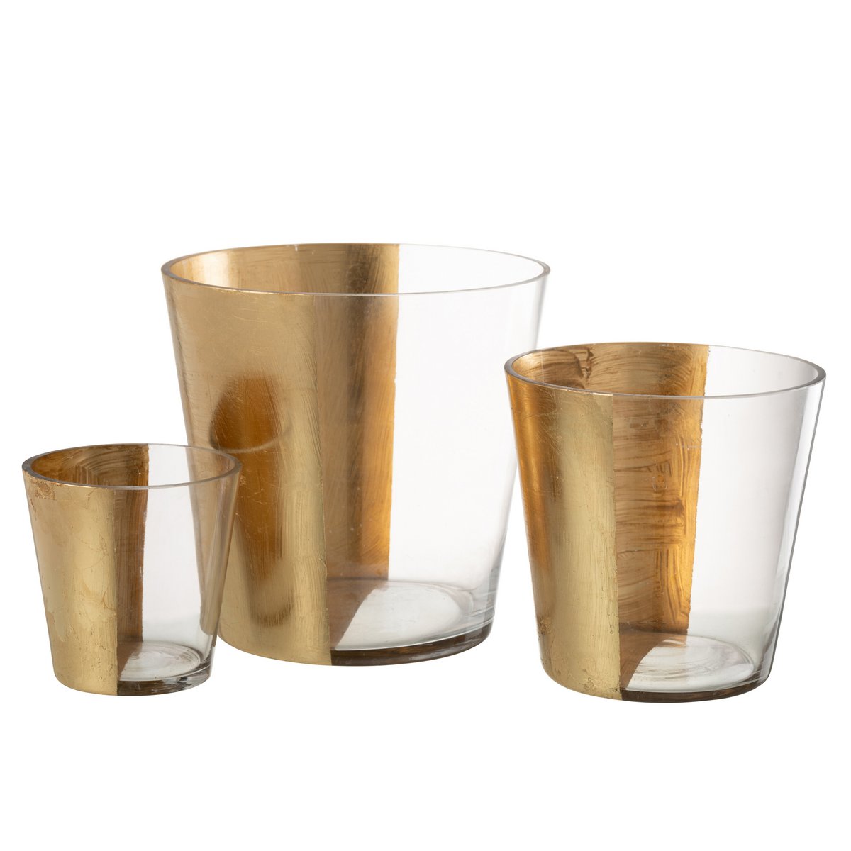 Windlicht Boe Glas Transparant/Goud Large