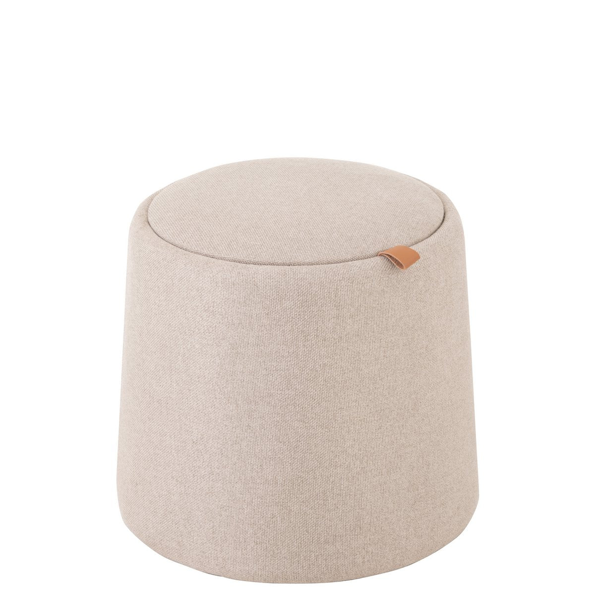 Poef/Bijzettafel Rond Textiel/Hout Beige