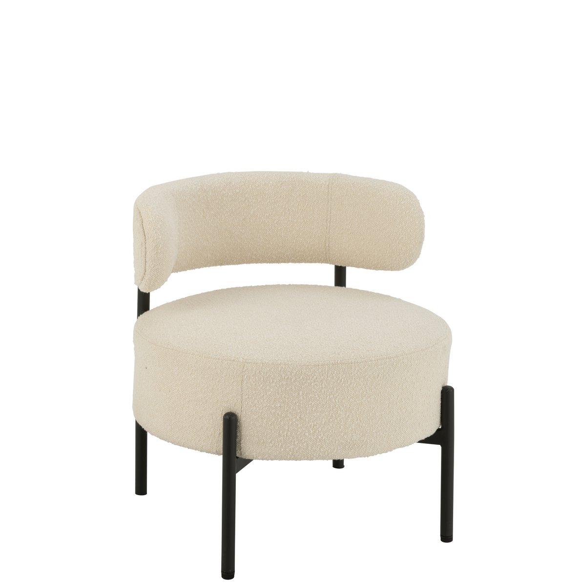 Loungestoel Boucle Multiplex/Polyester Wit/Zwart