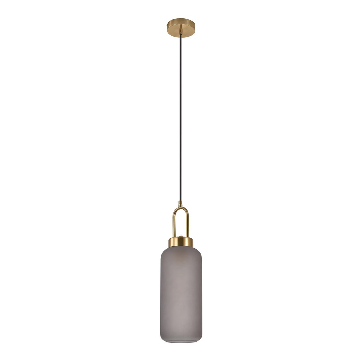 Luton Hanglamp - Messing, Mat Rookglas, Ø13 cm, 150 cm Stoffenkoord