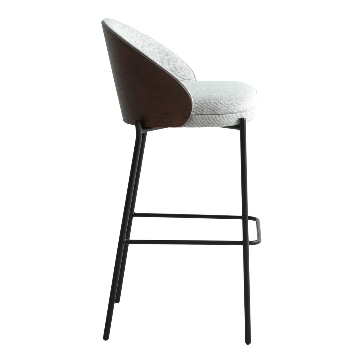 Canelas Barstoel - Lichtgrijs/donkerbruin, MDF/polyester/staal