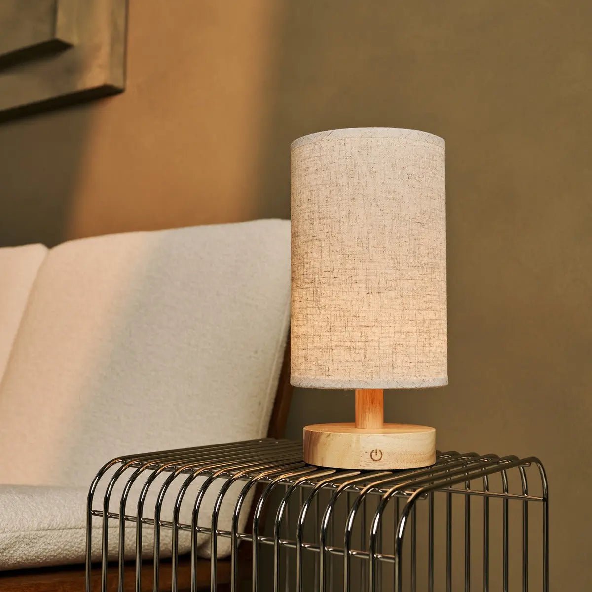 Ben lichtbruine houten tafellamp-oplaadbaar en dimbaar