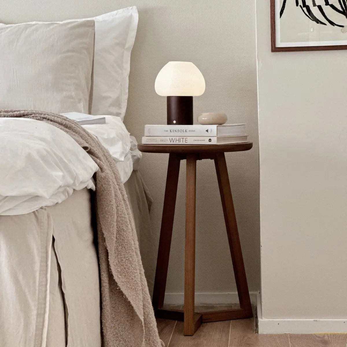 Fynn Donkerbruine Houten Lamp – Oplaadbaar & Dimbaar Licht