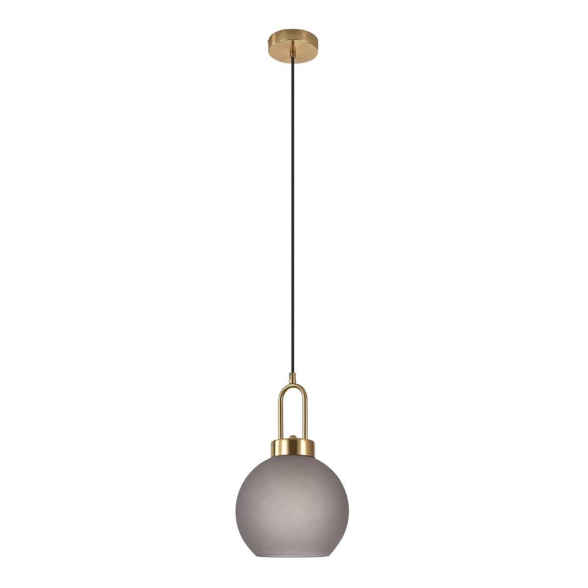 Luton Hanglamp - Messing, Mat Rookglas, Ø20 cm, 150 cm Stoffenkoord