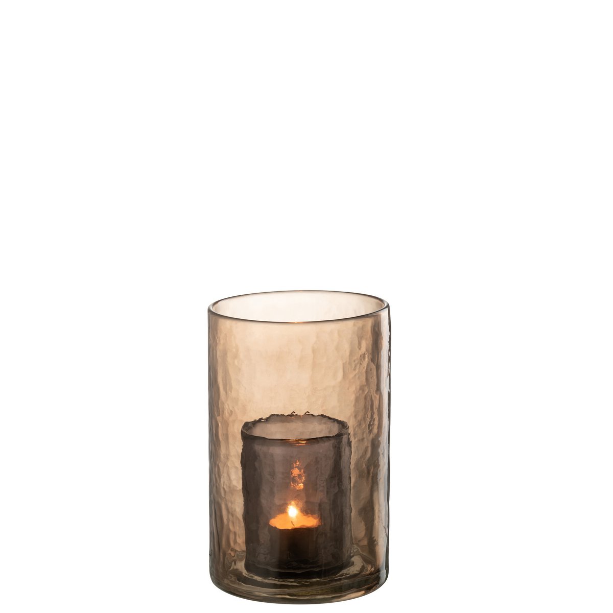 Theelichthouder Dubbel Glas Oker Small