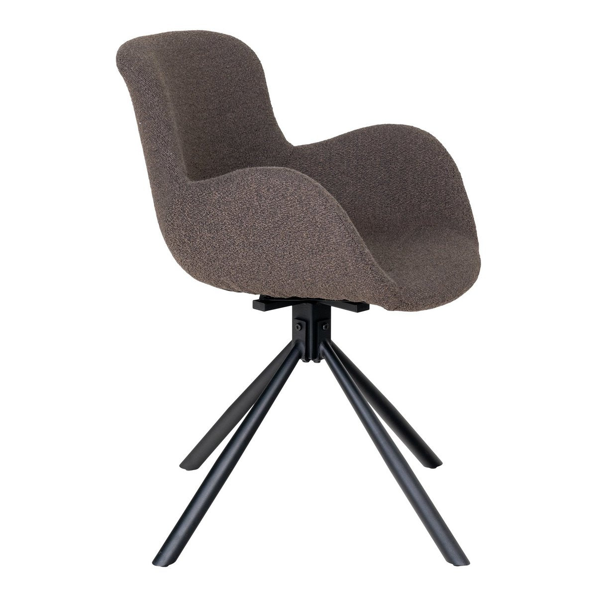 Amorim Eetkamerstoel - Paddestoel Bouclé, Zwart Draaivoet