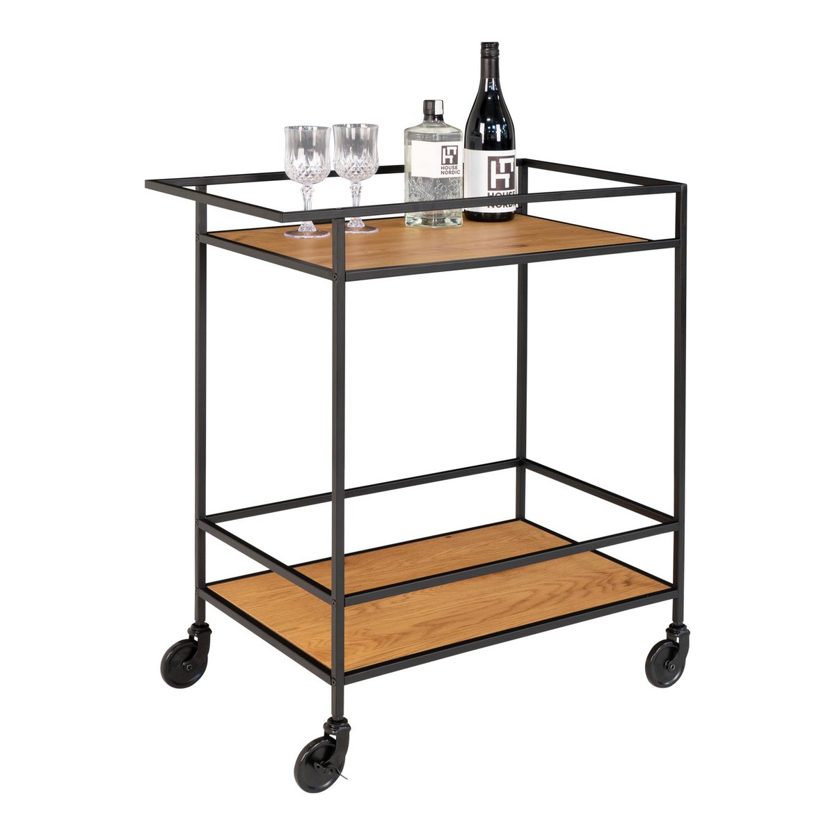 Bartrolley - eikenlook, zwart