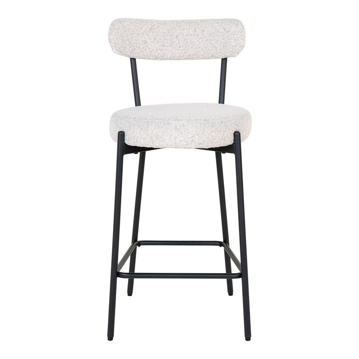 Badalona Counter Chair - Wit Bouclé, zwarte poten