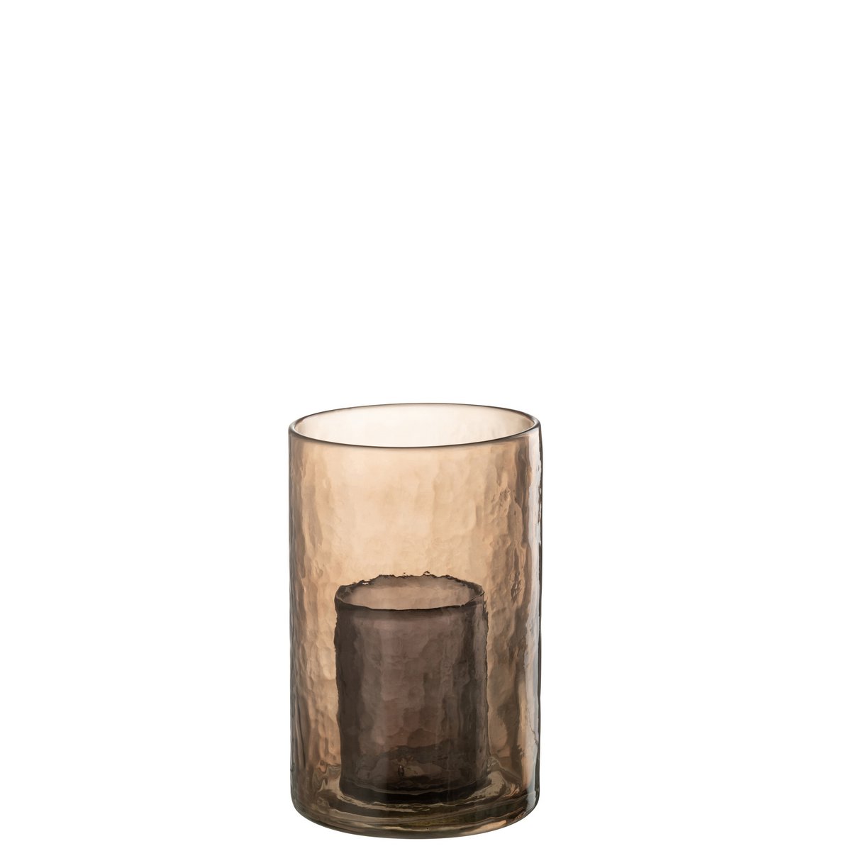 Theelichthouder Dubbel Glas Oker Small