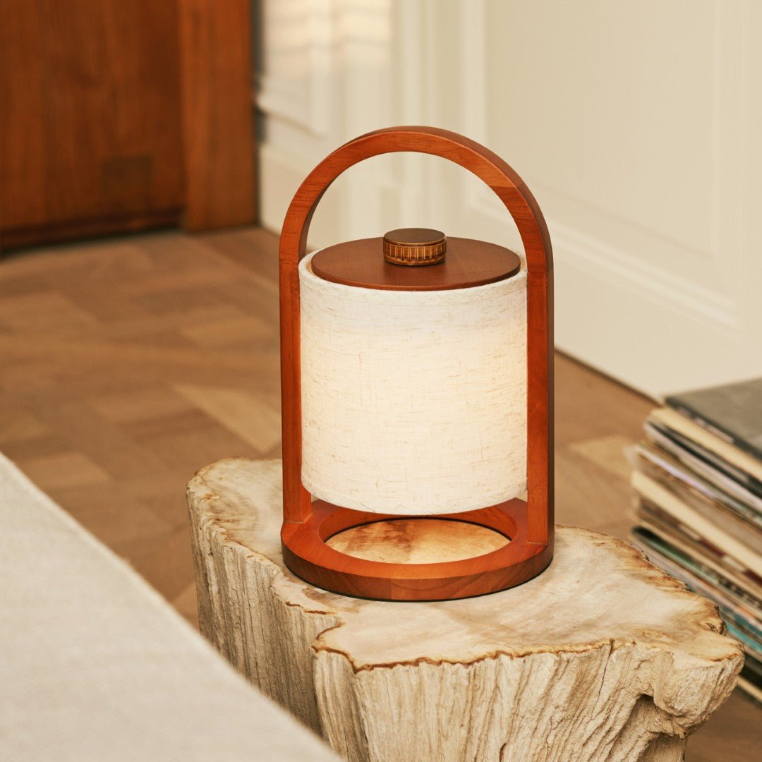 Rivierkastanje houten oplaadbare lamp - dimbaar en draadloos licht