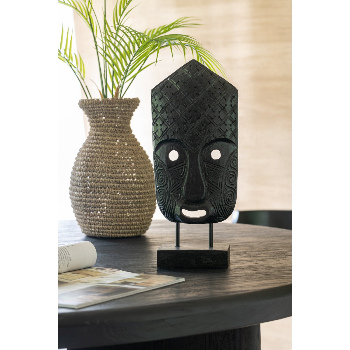 Masker op voet  Op Voet Albasia- hout - zwart - large