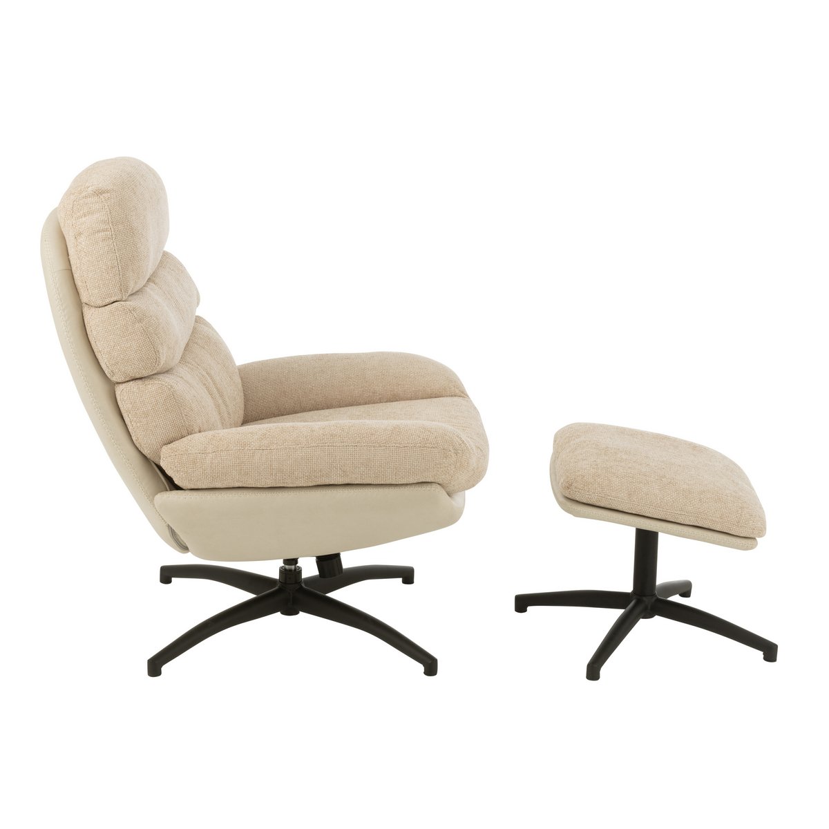 Relax Zetel + Voetbank Metaal/Multiplex Grijs/Zwart