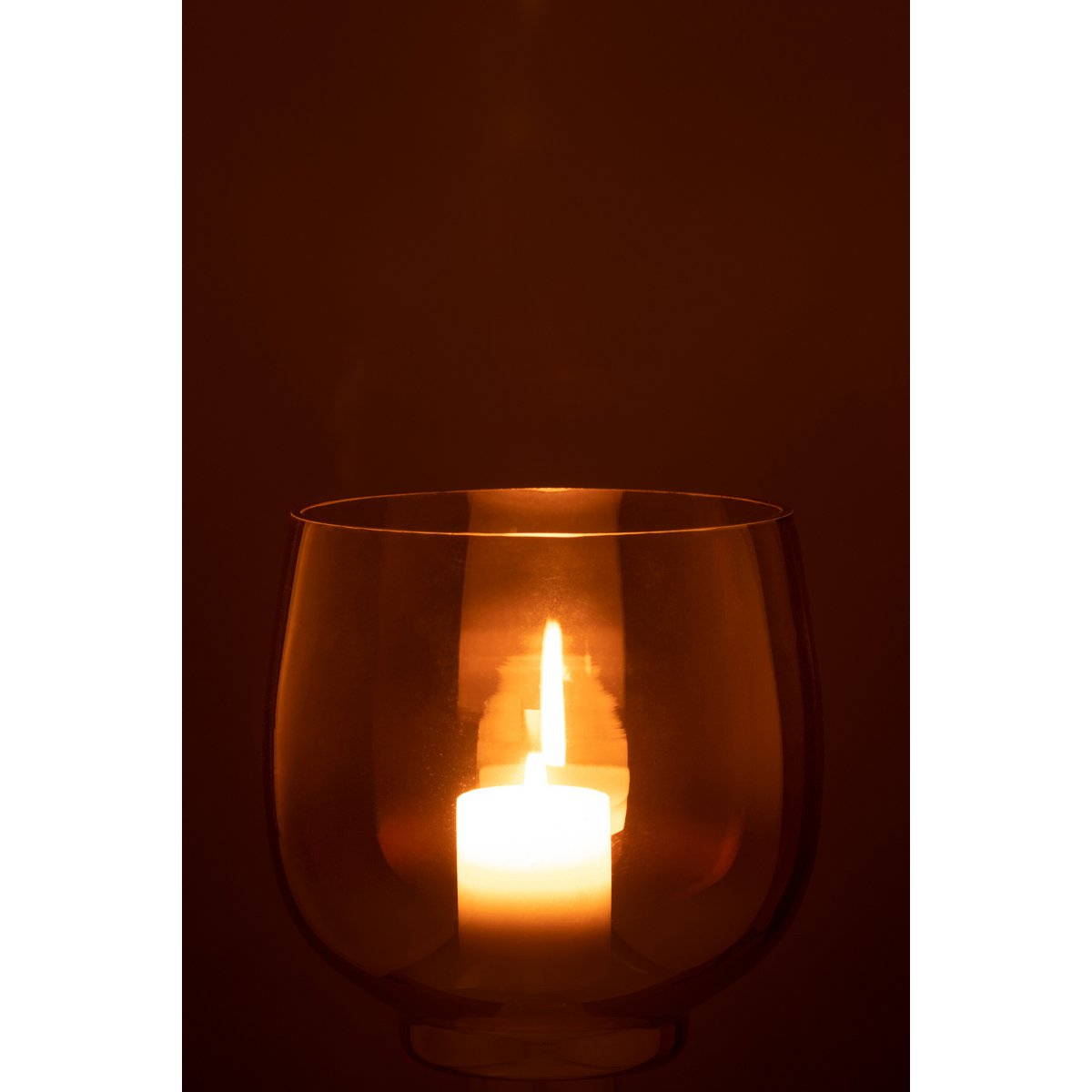 Windlicht Rond - glas - geel/zilver - large