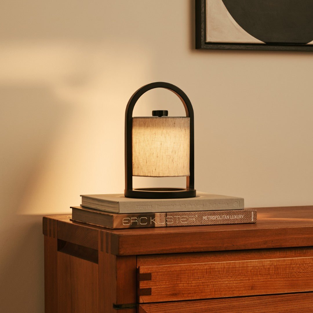 River Black & Gray Wooden oplaadbare lamp