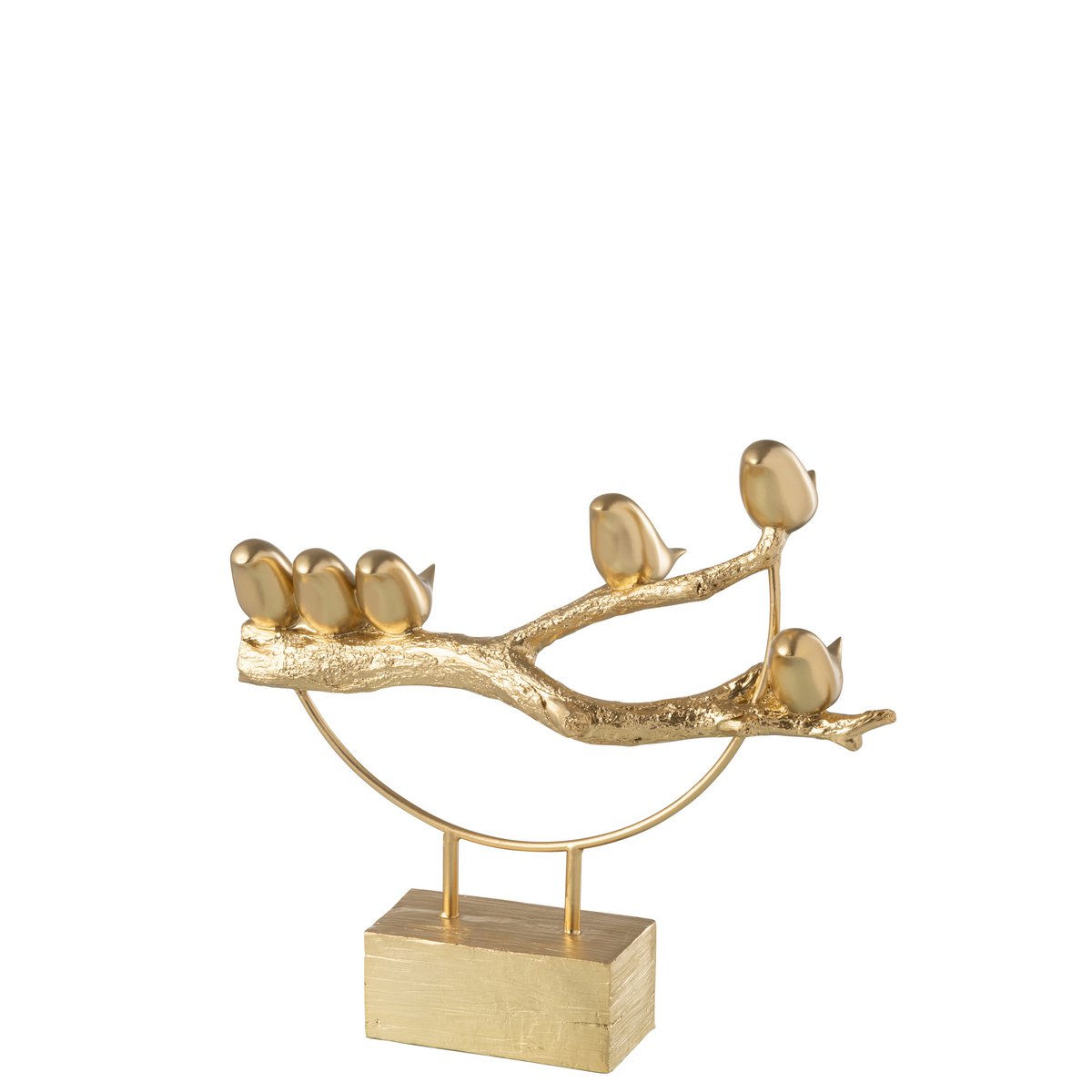 Vogel Op Tak Sokkel Resine/Metaal Goud