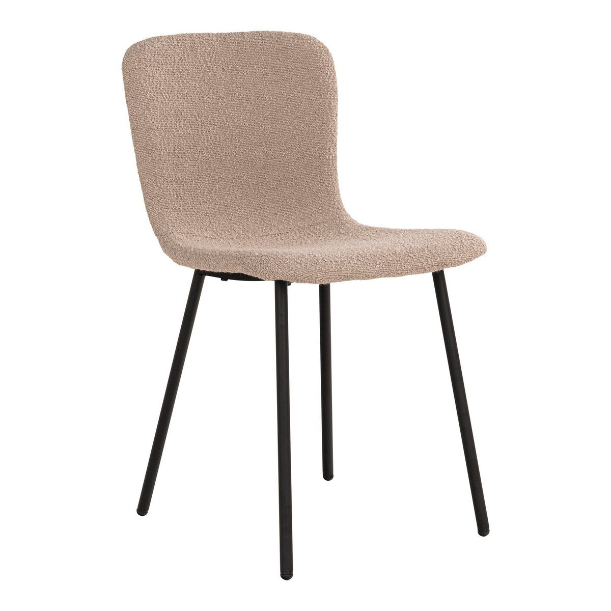 Halden Dining Chair - Eetkamerstoel in bouclé, beige met zwarte poten