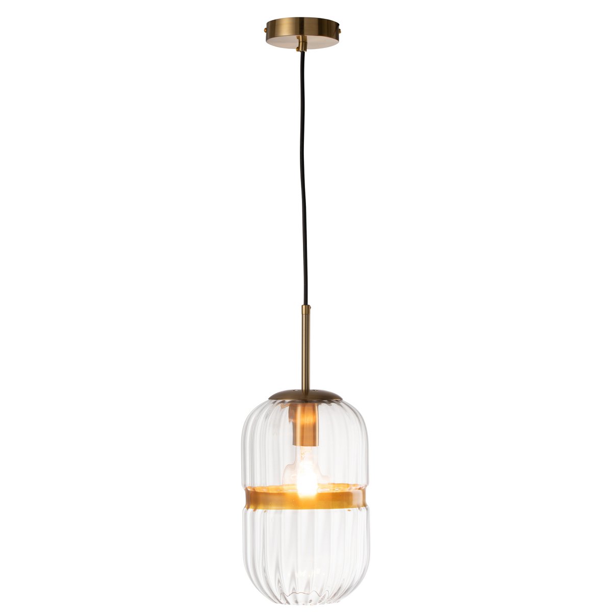 Hanglamp Tube Ijzer/Glas Transparant Goud