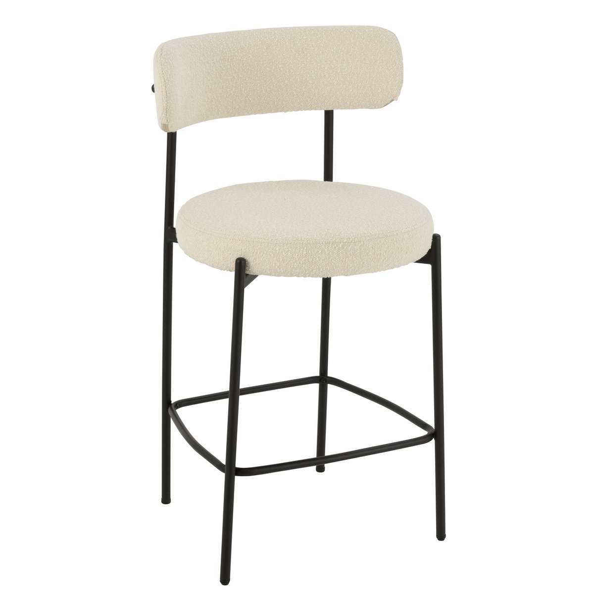 Barstoel Boucle Multiplex/Polyester Wit/Zwart