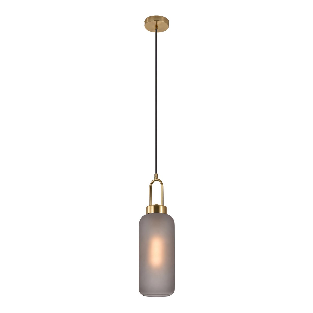 Luton Hanglamp - Messing, Mat Rookglas, Ø13 cm, 150 cm Stoffenkoord