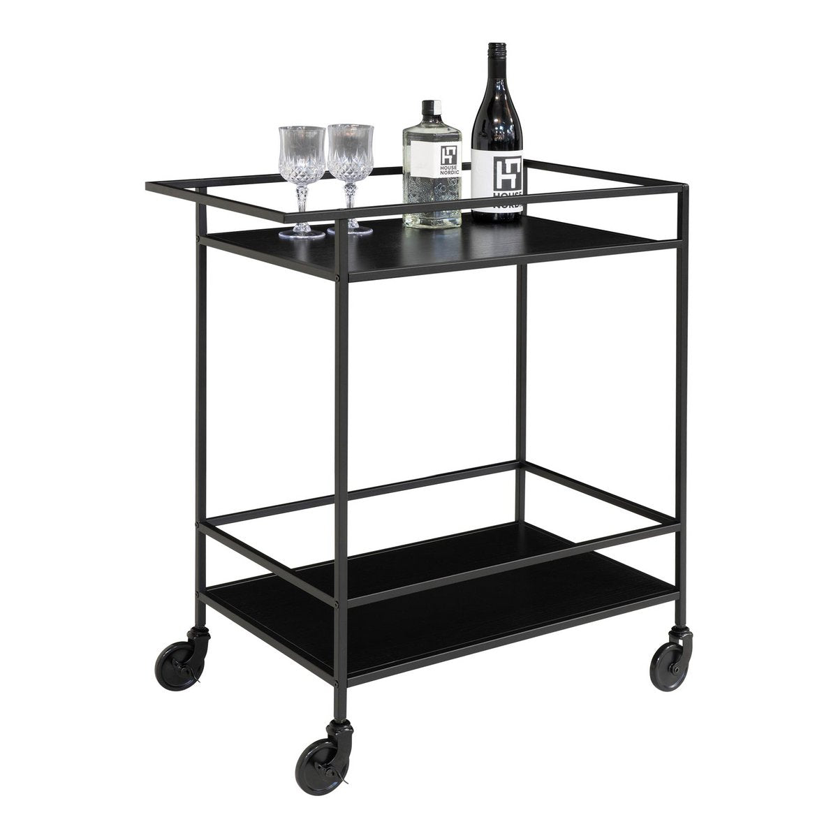 Bar Trolley - zwart, staal