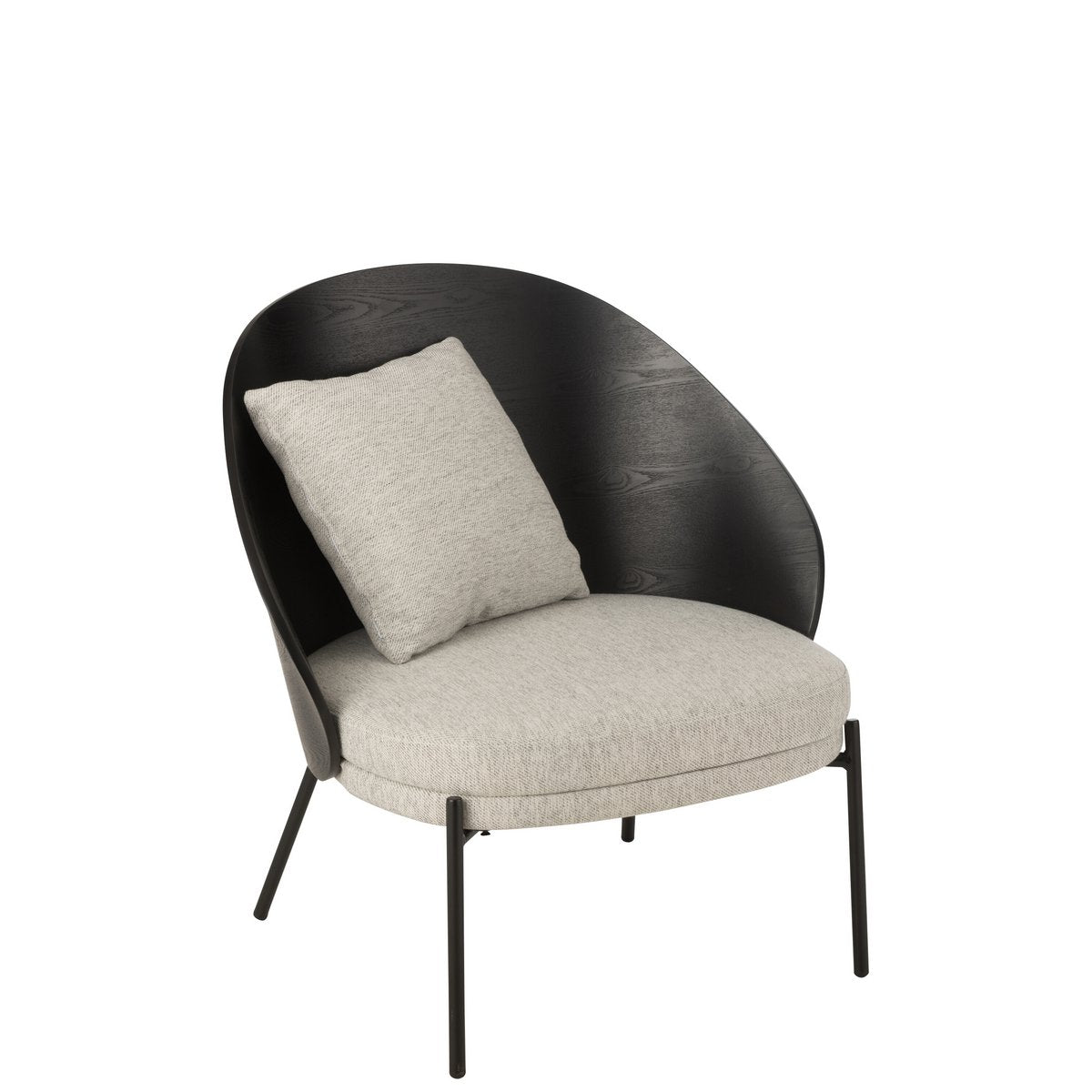 Loungestoel Lone Hout/Metaal Zwart/Grijs