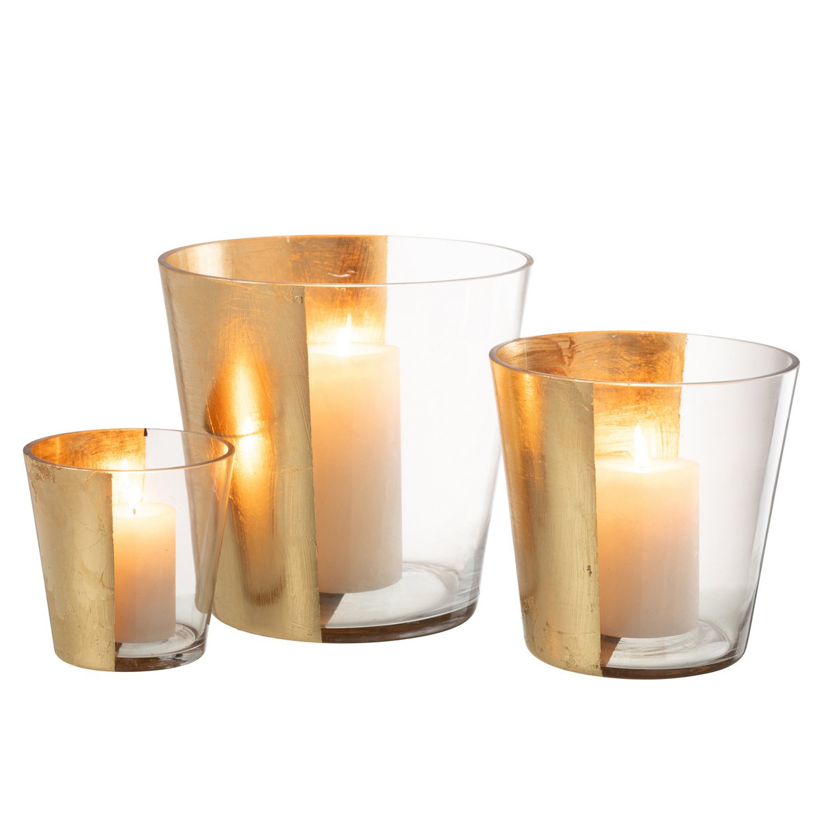 Windlicht Boe Glas Transparant/Goud Large