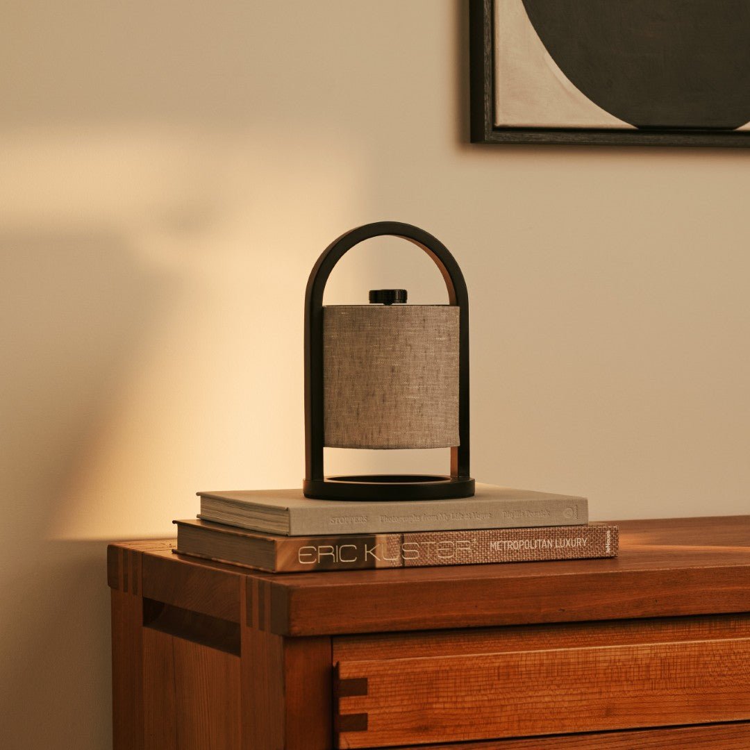 River Black & Gray Wooden oplaadbare lamp