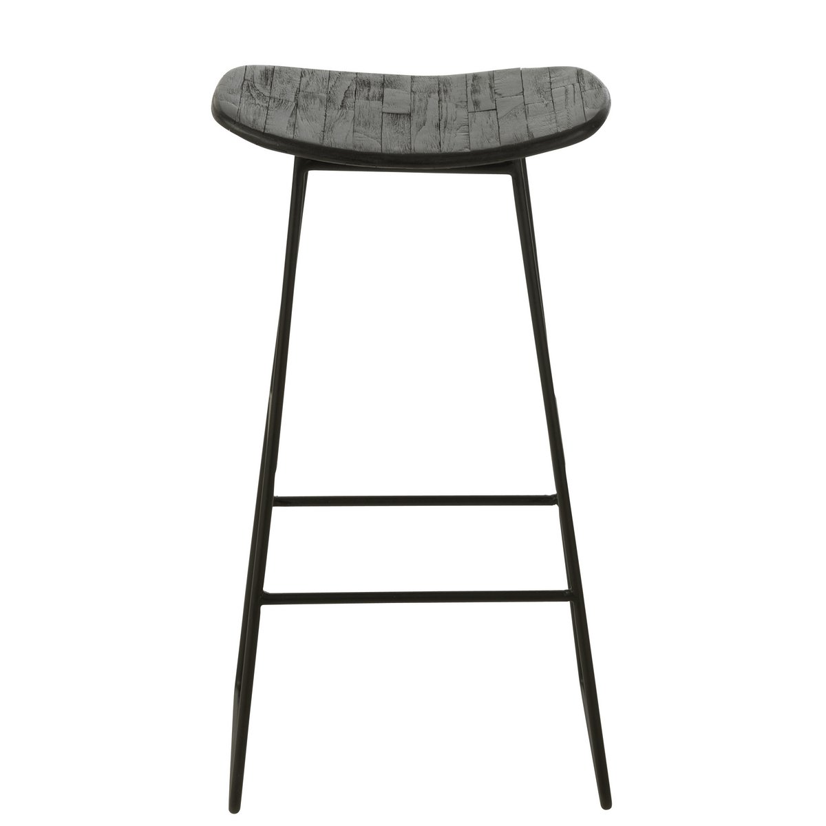 Stoel Rechthoekig - gerecycleerd teak - zwart - large