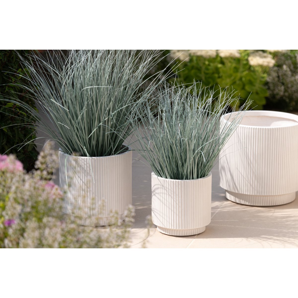 Set Van 3 Bloempotten Misty Klei Wit