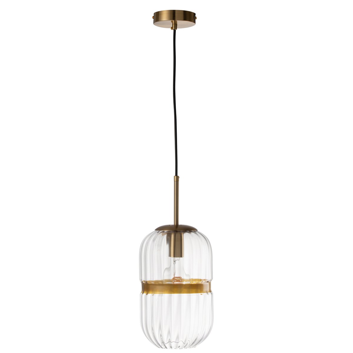 Hanglamp Tube Ijzer/Glas Transparant Goud