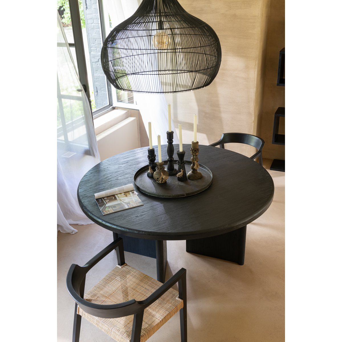 Eettafel Rond Teak - hout - zwart