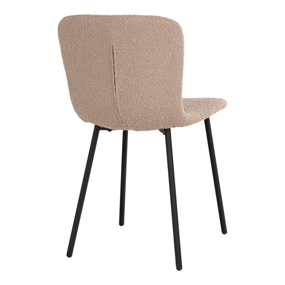 Halden Dining Chair - Eetkamerstoel in bouclé, beige met zwarte poten