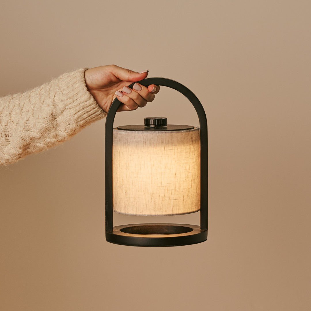 River Black & Gray Wooden oplaadbare lamp