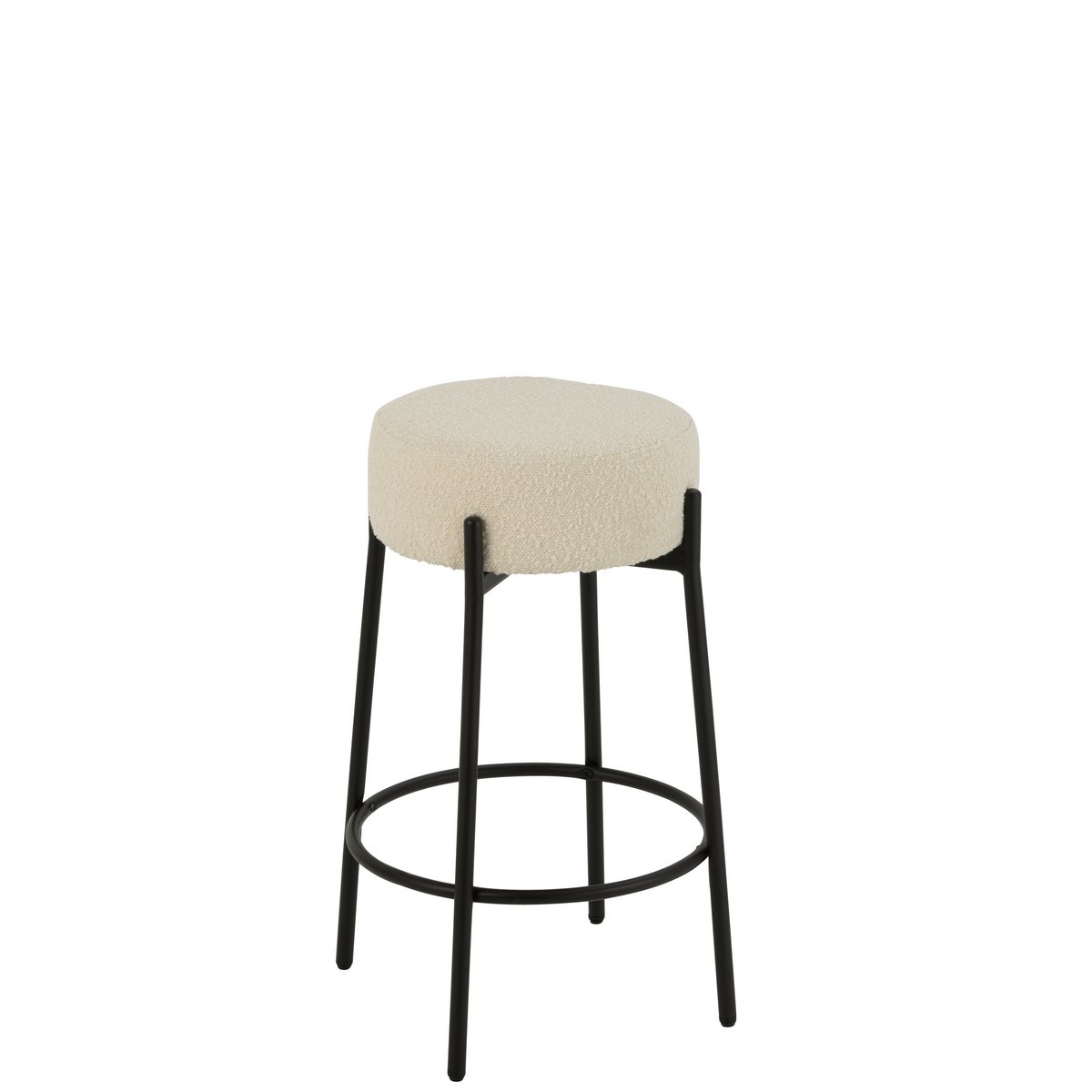 Barkruk Boucle Multiplex/Polyester Wit/Zwart