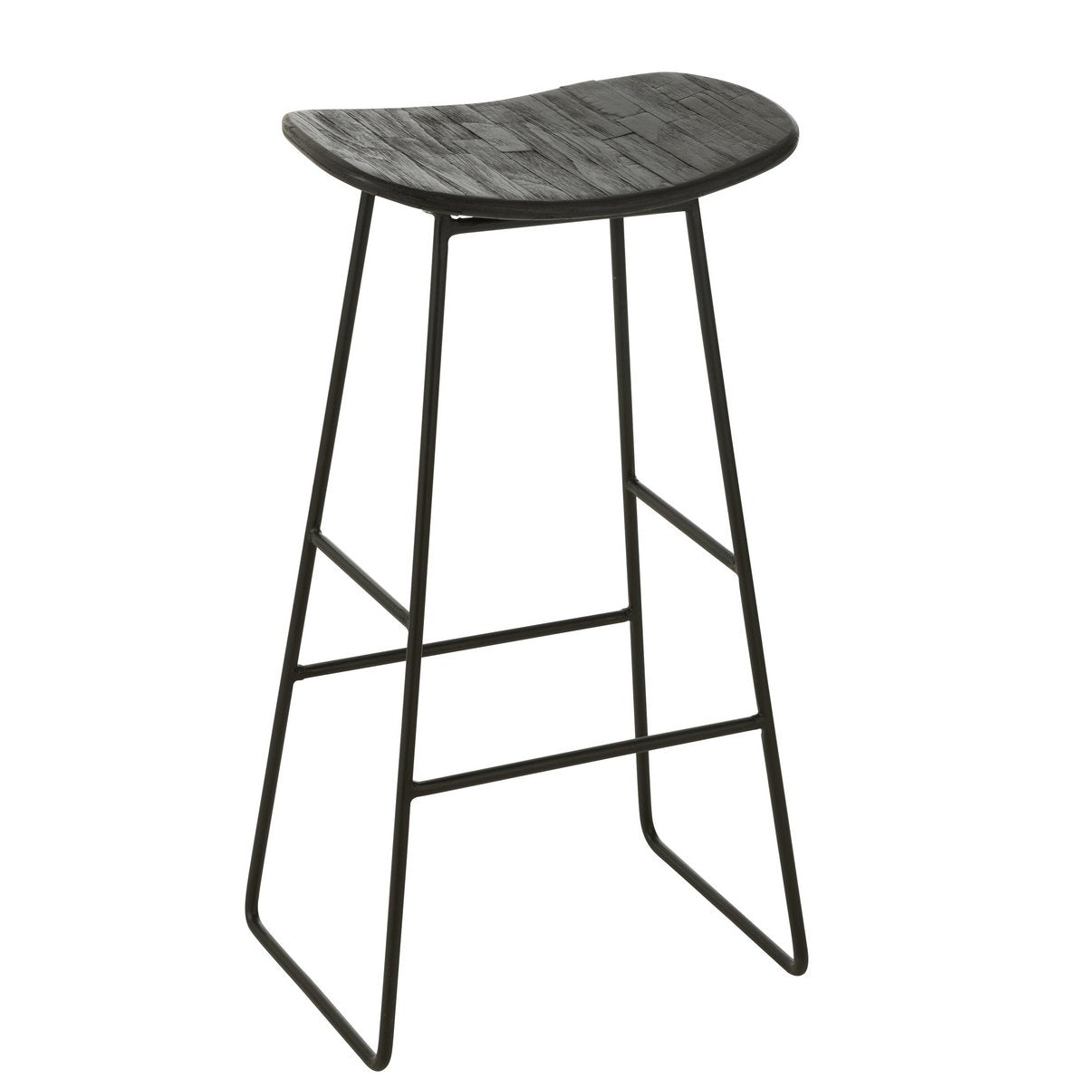 Stoel Rechthoekig - gerecycleerd teak - zwart - large