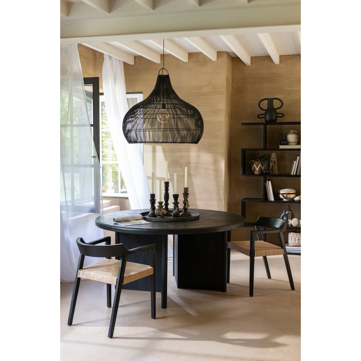 Eettafel Rond Teak - hout - zwart