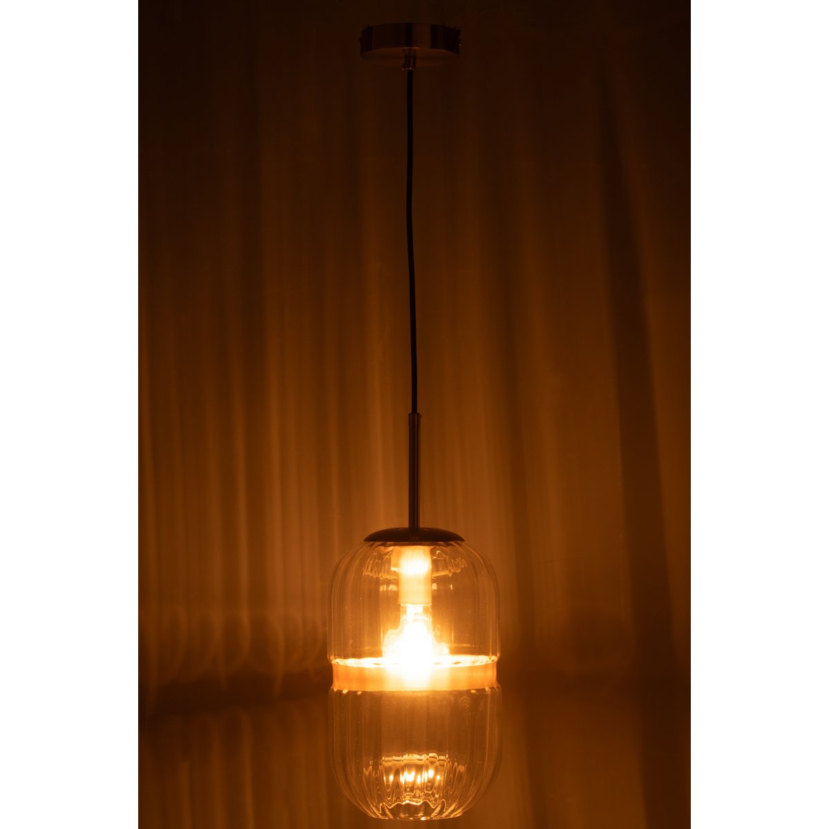 Hanglamp Tube Ijzer/Glas Transparant Goud
