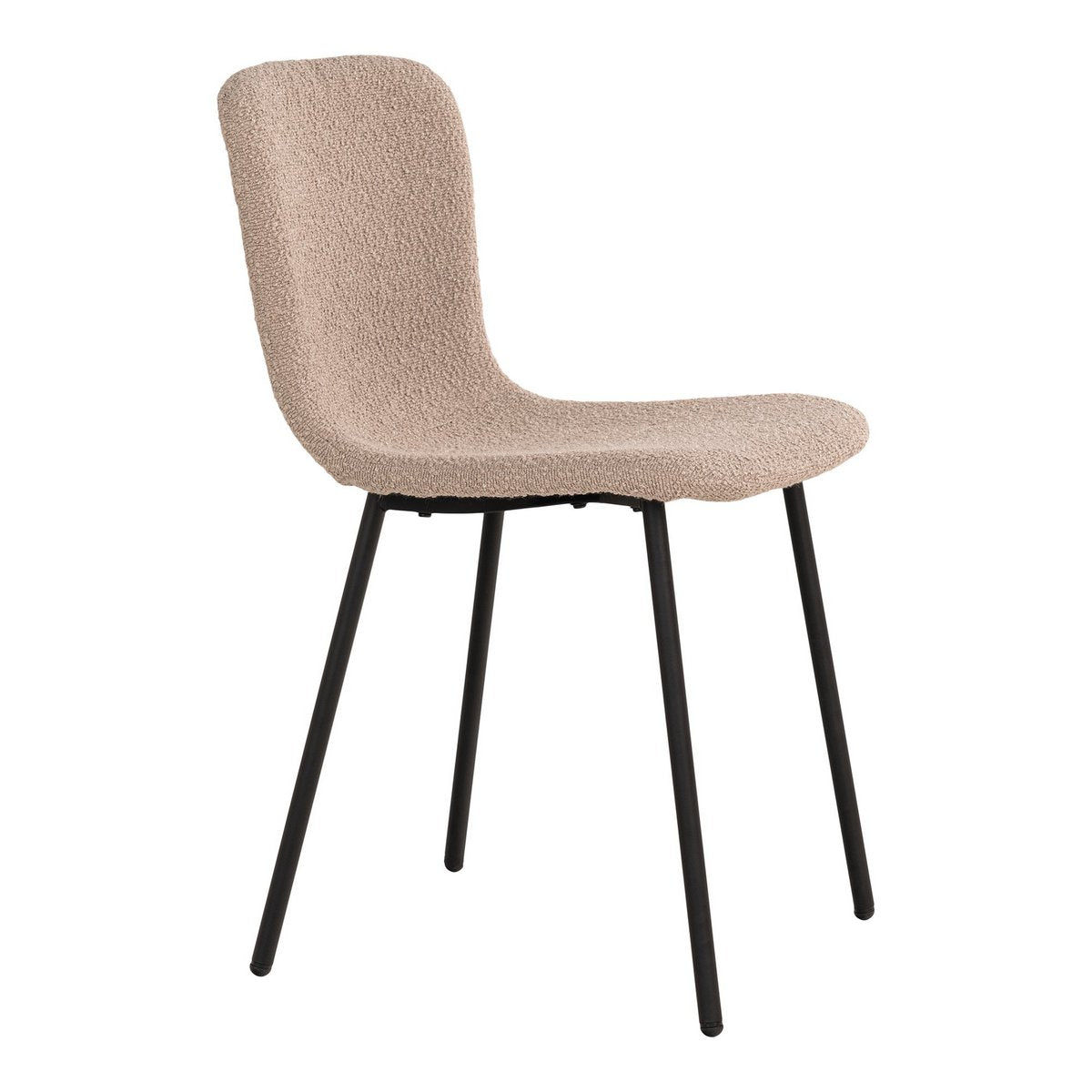 Halden Dining Chair - Eetkamerstoel in bouclé, beige met zwarte poten
